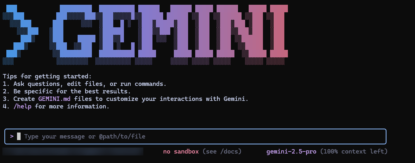 Gemini CLIの入力画面