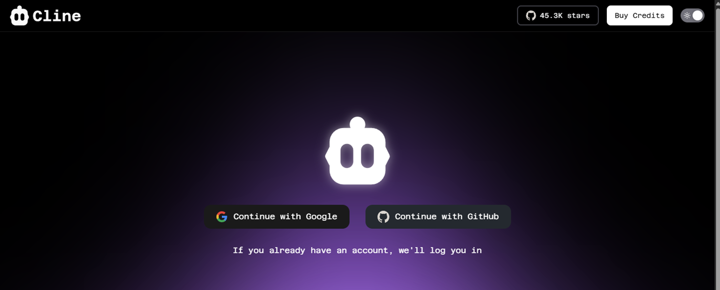 Clineのアカウント登録