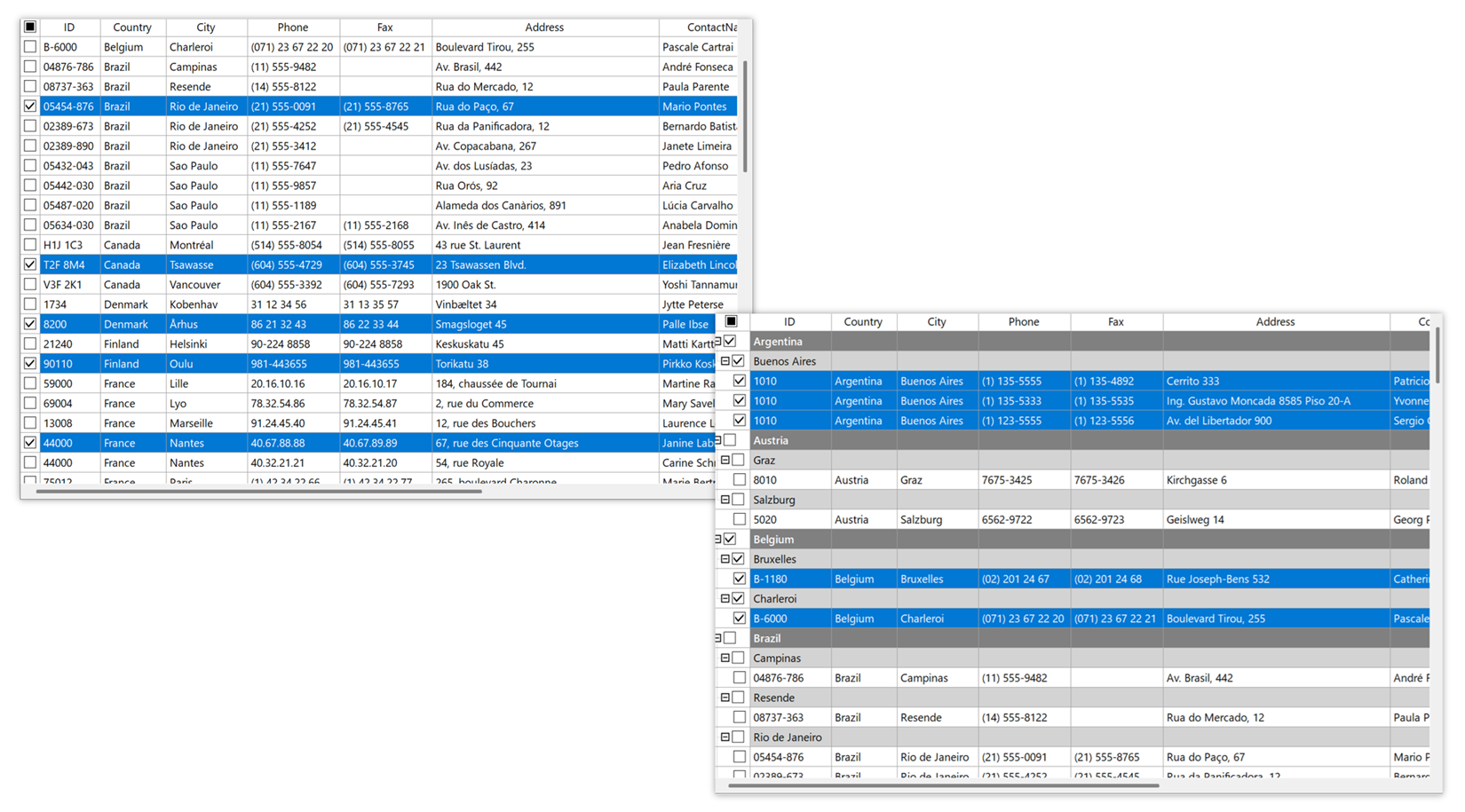 チェックボックスによる行の選択（Windows Forms）