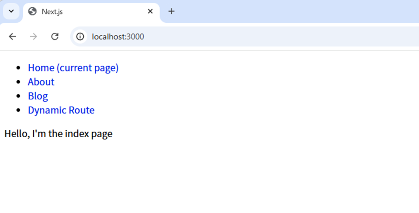 Next.jsサンプルアプリケーションの実行画面